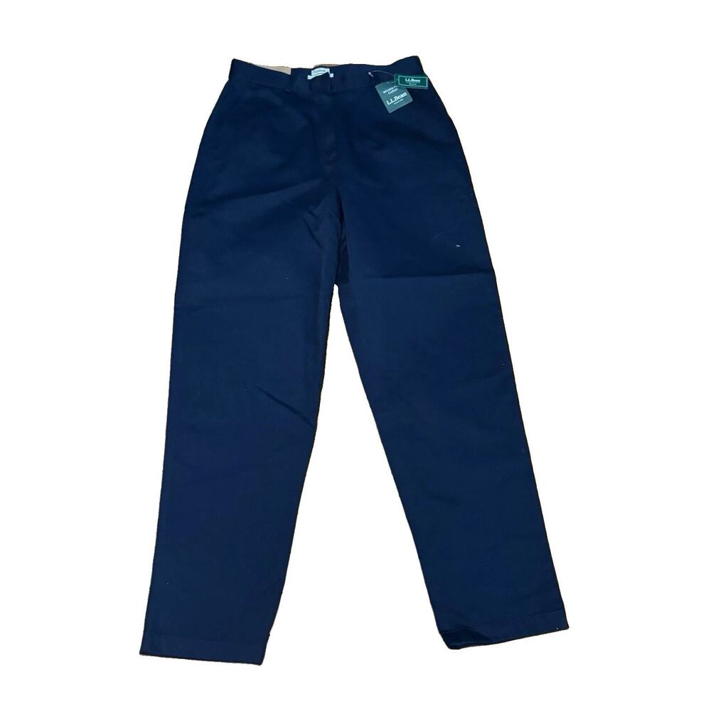 NWT LL Bean Womens Bayside Twill Original Fit Straight Pants Navy Blue Size 10